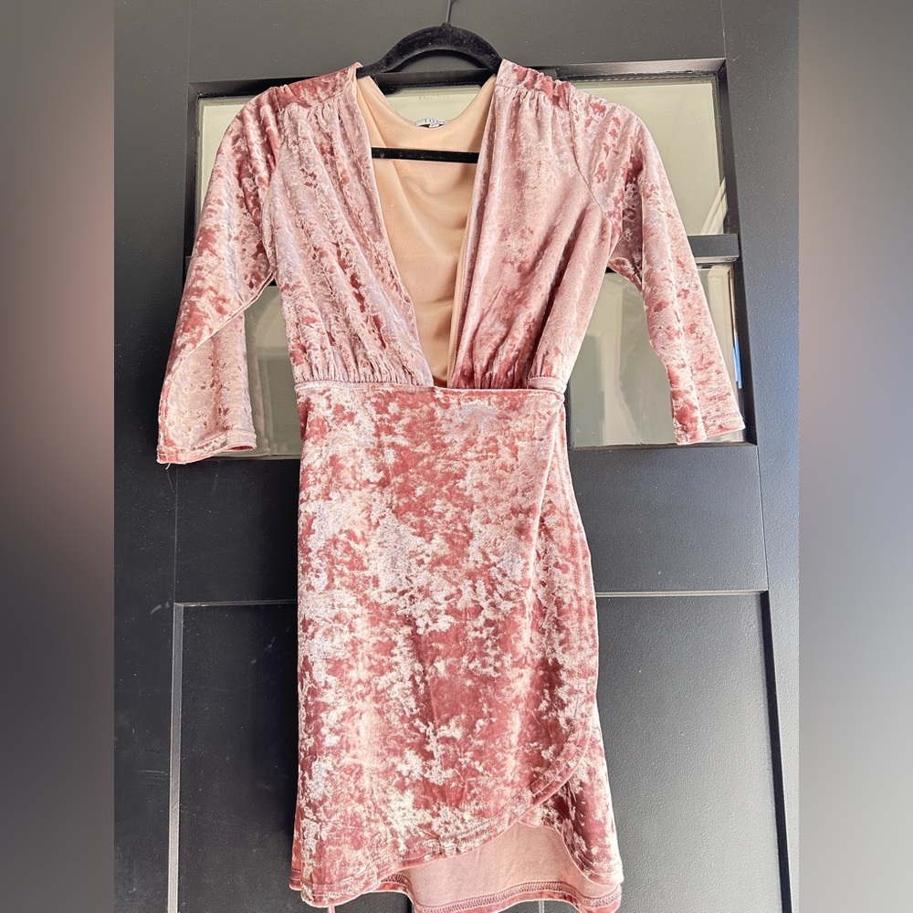 Tobi Elegant Velvet Dress in Pink